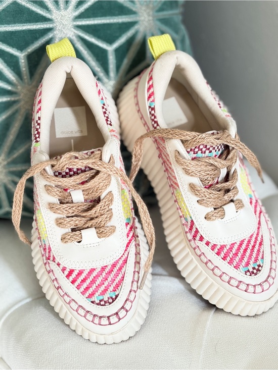 Dolce Vita Other - Dolce Vita Kids Pink Multicolor Woven Jute rope Lace-Up Sneakers- 7m